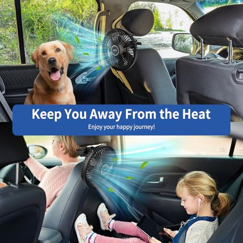 XOOL Clip Car Fan, 9 Inches 12V/24V Fan, 360° Rotatable Electric Cooling Clip on Fan with Stepless Speed Regulation for SUV, RV, Truck - size: Cigarette Single Fan 9''- Clip(Large）