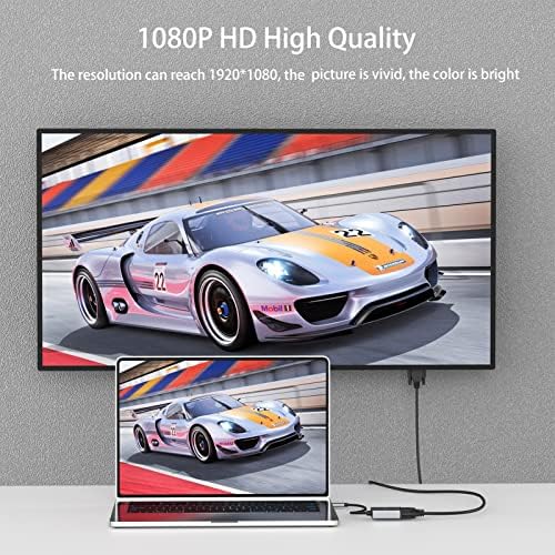 USB C to VGA Adapter, USB Type C to VGA Male to Female Converter Braided for Laptops Phones Tablets to Monitor TV