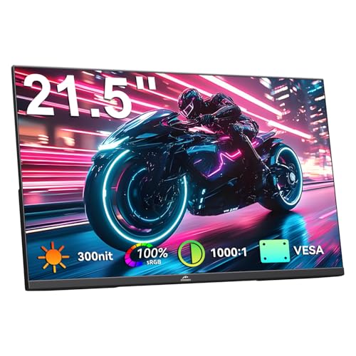 Kenowa 21.5" Large Portable Monitor FHD 1080P IPS 75Hz Frameless USB C HDMI Portable Gaming Monitor, Built in Speakers Stand Travel Second Monitor for Laptop Phone PC Xbox