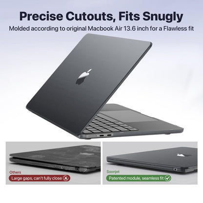 Soonjet for MacBook Air 13 inch Case M5 M4 M3 M2 2026-2022 Laptop Cover | Black Clear, Matte Finish, Protective Hard Shell, Laptop Cover, Ultra Thin & Light, Anti Crack & Fingerprint & Scratch - color: Graphite Gray
