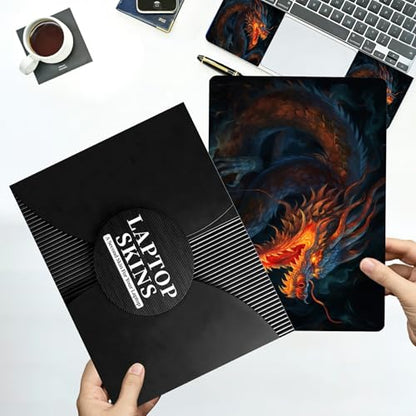 Universal Laptop Skin Sticker with 2 Wrist Pad Decals, 3-Piece Removable Vinyl Laptop Cover, Fire Dragons Waterproof Anti-Scratch, Easy-Trim Fit for 13.3" 14" 15.6" Laptops - color: Fire Dragon