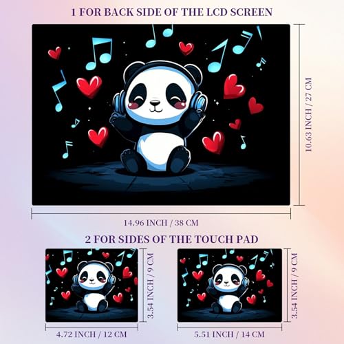 Laptop Skin Sticker Laptop Cover for 12" 13" 13.3" 14" Laptop Stickers,Reusable Skin Sticker Cover Personalized Art Waterproof & Scratch-Resistant Protector Case,Panda Wearing Headphones - color: Panda Wearing Headphones