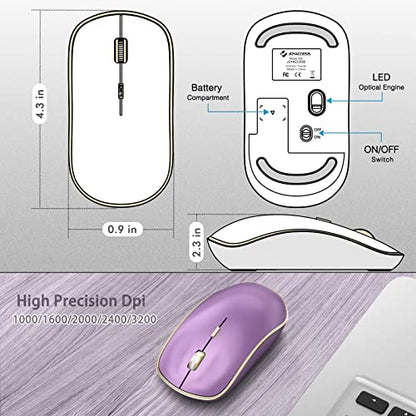 JOYACCESS Silent Wireless Mouse - 2.4G Portable & Ergonomic with 5 DPI Levels for Desktop, Notebook, PC & Laptop (Purple) - color: Purple