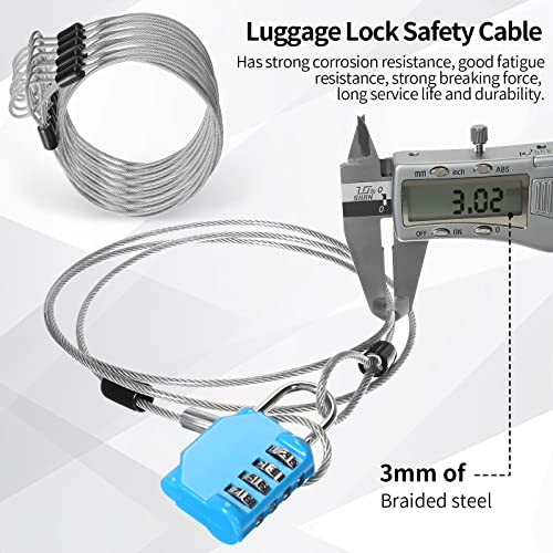 12 Pack Security Cable Luggage Lock with Loops 4ft 3mm Braided Steel Coated Bike Cable Wire Double Loop Anti Theft Safety for U Lock, Padlock and Disc - color: Clear, size: 4 ft
