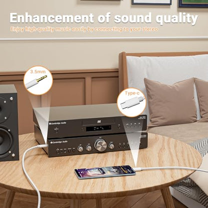 Aux to USB C, 6.6ft Extra Long USB C to 3.5mm Audio Aux Jack Adapter Cable, Hi-Fi DAC Lossless Sound, Plug and Play for iPhone 17/16/15 Pro Max, Samsung S24/S23, Pixel, Car Stereo & Home Audio