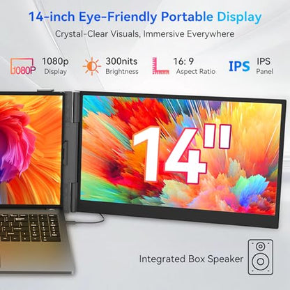 Blackview Laptop Screen Extender, 2 lb Ultra-Light, One-Cable Connection, 14.1" Triple Screen Laptop Monitor Extender, TÜV Eye-Care, Business Travel, Mac, Windows, ChromeOS, Switch