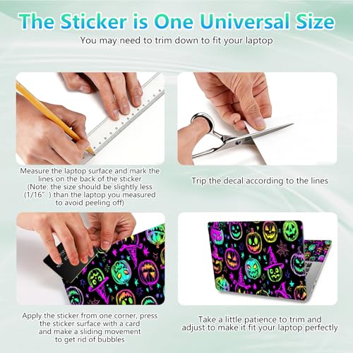 Laptop Skin Sticker Decal 12"-15.6" Universal Laptop/Notebook/Netbook Vinyl - Waterproof Scratch Resistant,Fits HP Dell Lenovo MacBook,2 Free Wrist Pads,Easy Apply & Remove,Glitter Pumpkin - color: Glitter Pumpkin