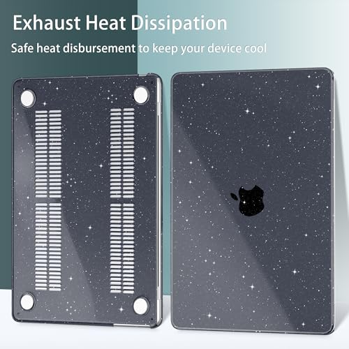 May Chen Case for MacBook Air 13/13.6-inch (M5/M4/M3/M2, 2022-2026 Models A3449 A3240 A3113 A2681), Lightweight | Closes Seamlessly | Ideal for Work Hard Shell Case, Crystal Black Glitter - color: Crystal Black Glitter