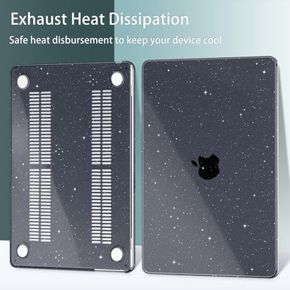 May Chen Case for MacBook Air 13/13.6-inch (M5/M4/M3/M2, 2022-2026 Models A3449 A3240 A3113 A2681), Lightweight | Closes Seamlessly | Ideal for Work Hard Shell Case, Crystal Black Glitter - color: Crystal Black Glitter