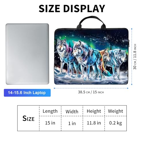 Laptop Bag,14 15 15.6 inch Laptop Case Sleeve,Computer Sleeve with Handle for Women Men,Carrying Case for MacBook,Dell,Lenovo,Notebook Computer,White Glitter Wolf - color: White Glitter Wolf