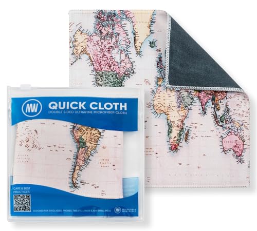 Microfiber Wholesale Quick Cloth Glasses Cleaning Cloths 8x8 World Map | 1-Pack with Case | Double-Sided Lens Cleaner for Eyeglasses, Camera & Screens | Reusable Microfiber Glass Polishing Cloths - color: Map, size: 8"x8"