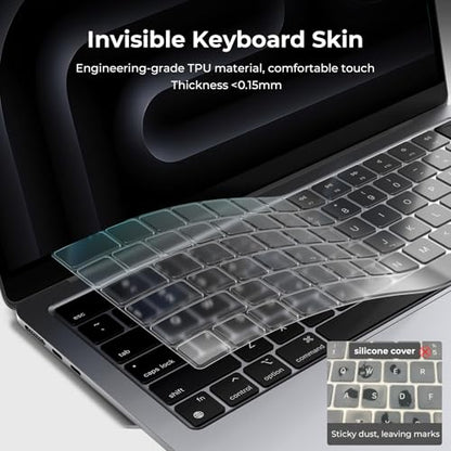 EooCoo Keyboard Cover Skin for MacBook Neo, Pro 14/16, Air 13/15, Clear | Invisible, Anti Fingerprints & Dust, for 2026-2021 M5-M1 Pro/Max MacBook Pro 14/16, M5-M2 MacBook Air 13/15, MacBook Neo 13 - color: Clear