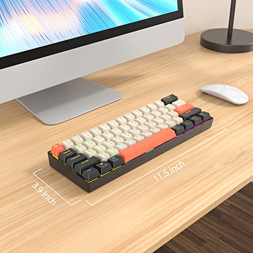 60% Mechanical Keyboard Black and White, Compact 60 Percent Gaming Keyboard RGB Backlit, 61 Keys Red Switches Mini Keyboard, USB Wired Office Keyboard for Windows Mac Laptop PC (61 Carbon) - color: 61 Carbon/Red Switch
