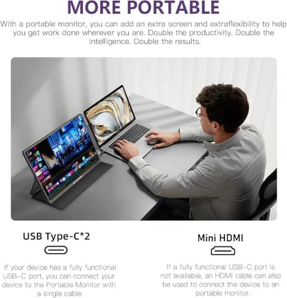 16 Inch 120Hz Portable Gaming Monitor, 100% sRGB 2.5K QHD 400nits Portable Monitor with HDR, Ultra Slim, Eye Care, External Second Screen for Laptop/PC/PS5/Mac/Xbox