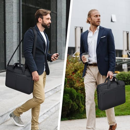 RAINYEAR 15.6 Inch Laptop Bag Expandable Shoulder Bag with Handle for Men | Waterproof Laptop Messenger Bag Large Capacity Computer Laptop Briefcase with Pockets for Travel Business Work Office, Black