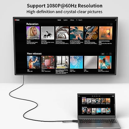 HDMI to VGA Cable 6FT, Uni-Directional HDMI to VGA Cable with USB Power(Male to Male), Compatible for Mac mini, MacBook Pro, Blu-ray Player, Computer, Desktop, Laptop, PC, Monitor, Projector, HDTV