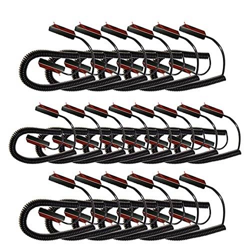 Universal Coiled Security Cable - Black Bulk Pack - Remote Control Tether Security Cable Leash with Hook and Loop Fastener Tape and Double-Sided Tape - CBL02 (20-Pack) - size: 20 Pack