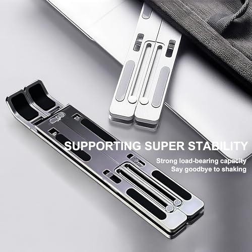Foldable Laptop Stand, Laptop Holder Riser, Computer Tablet Stand, Compatible with 10-15.6 Inch Laptops, iPad, Phones, Tablets (Black, White)