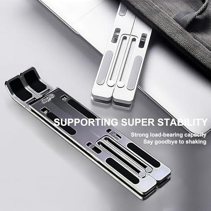 Foldable Laptop Stand, Laptop Holder Riser, Computer Tablet Stand, Compatible with 10-15.6 Inch Laptops, iPad, Phones, Tablets (Black, White)