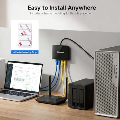 Cable Matters USB C to 4-Port Gigabit Ethernet Switch, TB5/TB4 Compatible | Network Sharing on the Move, Thunderbolt Ethernet Splitter, USB C Gigabit Switch