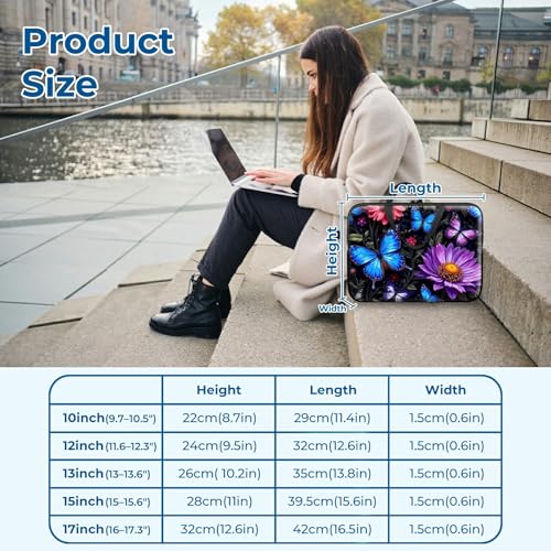 Laptop Sleeve with Handle 12 Inch, Waterproof Laptop Case Bag, Butterfly Flowers Pattern Design Computer Sleeve Compatible with MacBook Air, Pro, HP, Dell, Lenovo, ASUS - color: Butterfly Flowers, size: 12inch(11.6-12.3")