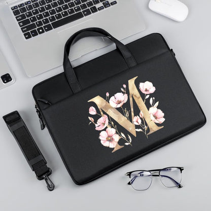 Computer Bag For Men & Women, With Initial Laptop Bag,14/15inches Messenger bag For Office、Business、Travel、School - color: Bk-m