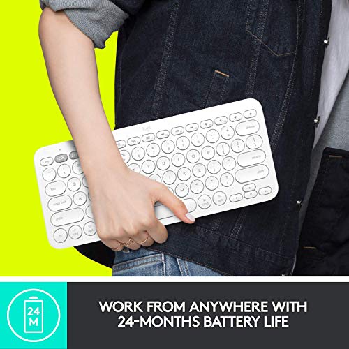 Logitech K380 Multi-Device Wireless Bluetooth Keyboard for Mac - Off White (Renewed)