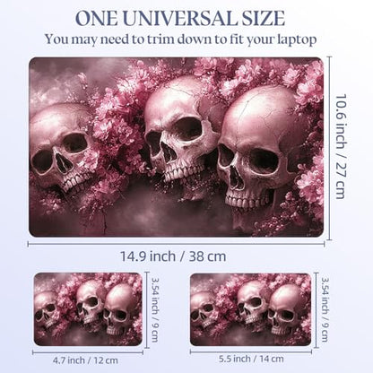 Universal Laptop Skin Sticker Decal,15.6 Inch Laptop Vinyl Cover for 13" 14" 15.6" Laptop,Scratch-Resistant Waterproof Protector Wrap,Reusable with Wrist Pads,Pink Skull Blossom - color: Pink Skull Blossom