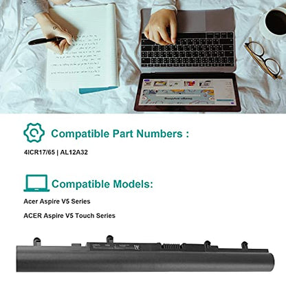Fancy Buying AL12A32 AL12A72 Laptop Battery Replacement for Acer Aspire V5 V5-431 V5-471 V5-471P V5-531 V5-571 V5-571P V5-571-6605 E1 E1-522 E1-532 E1-572 E1-572G E1-510 E1-510P 4ICR17/65 - size: 10.3*1.56*0.85inch V5
