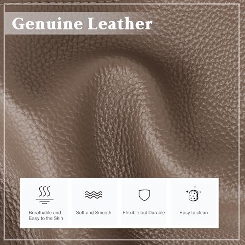 befen Genuine Leather Tote Bag for Women Work Travel Leather Purse Handbags | Real Leather, Padded 14" Laptop Compartment, Multi-Pockets, Zipper, Tote Bag for Daily - color: Dark Taupe