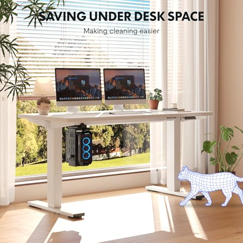 FLEXISPOT EN2 55"x28" Electric Standing Desk with PC Stand Bundle, White | One-Piece Top, Easy-Install PC Mount, Clean Cable Management, Space-Saving Design, Ideal For Home Office, Gaming - color: White Top + White Frame, size: 55x28 | PC Stand