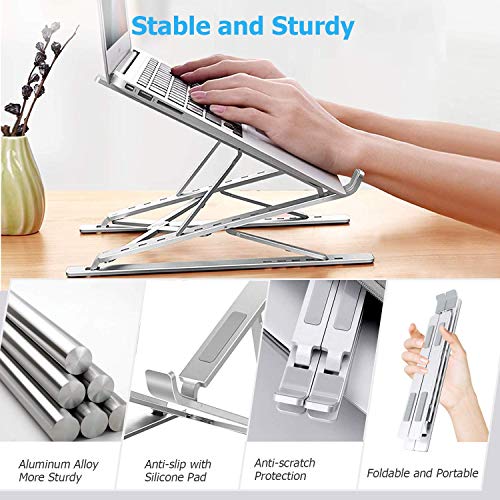 Laptop Stand for Desk，Stable MacBook Pro Stand，Ergonomic Aluminum Computer Riser for 12 13 15 16 17 inch ，Computer Cooling Stand for Mac MacBook Pro Air,HP, Dell, More PC Notebook (LIGHT SILVER)