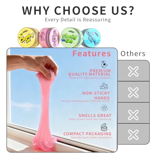 ASFSKY Car Cleaning Gel 4 Pack | Dust Cleaning Putty for Car Interior, Keyboard Dust Remover, Universal Cleaning Gel - color: colorful 4 pack