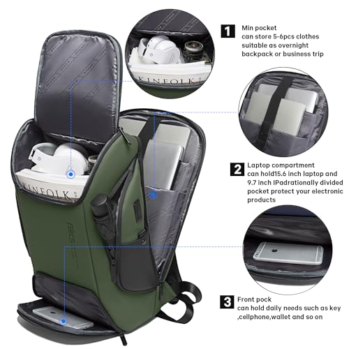 BANGE Business Laptop Smart backpack Can Hold 15.6 Inch Laptop Commute Backpack Carry on bag for men and women (Green) - color: Green