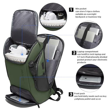 BANGE Business Laptop Smart backpack Can Hold 15.6 Inch Laptop Commute Backpack Carry on bag for men and women (Green) - color: Green