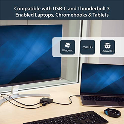 StarTech 4-in-1 USB-C Mini Dock, 4K HDMI, GbE, 5Gbps 3.0 Hub, USB-A/C | Windows, macOS, ChromeOS, iPadOS, Android, Driverless setup, 13in/34cm cable, Compact for hot-desking - style: 1x USB-A 3.0 | 1x USB C-(5Gbps) | HDMI