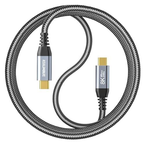 ZeroneTeck 40Gbps USB C for Thunderbolt 4 Cable 3.3FT, USB C Monitor Cable [8K@60Hz/Dual 4K@60Hz], 40Gbps High Speed Data Transfer, USBC Video Cord, 240W Charging for MacBook,SSD,KYY,Portable Monitor - size: 3.3FT, style: Straight