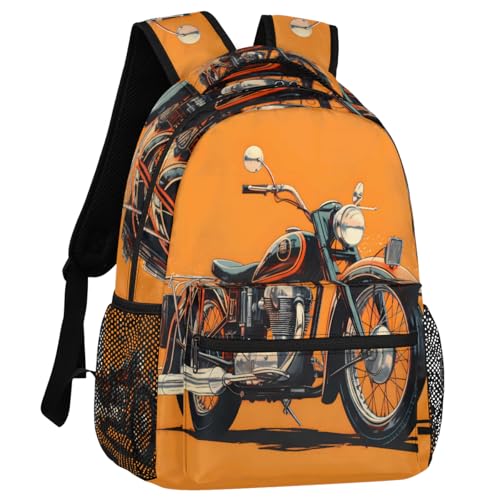 Motorcycle Theme Backpack for Women Men Shoulder Computer Laptop Adults Backpack Sports Hiking Gym Workout Travel Casual Daypack
