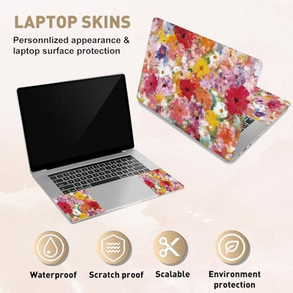 PLIGREAT 15 Inches Laptop Decal Sticker Skin Cover, Oil Painting Florals Laptop Stickers Skins Decal Fits 12-15 Inch Laptops Universal Removable Vinyl Notebook Art Protector Cover Decals, Red Yellow - color: Red Yellow