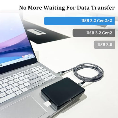 Tan QY USB C Monitor Display Cable 4FT, 8K USB C 3.2 Gen 2X2 Video Cable, 20Gbps high-Speed Data Transfer, 100W Charging, Suitable for iPhone 15/16 Plus Pro Max, MacBook, iPad, etc(Silver, 4FT) - size: 4FT