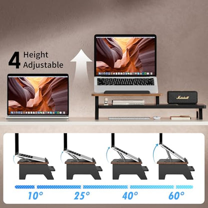 AFOOYO Adjustable Laptop Stand 2-Tier Riser Holder,Ventilated Cooling Ergonomic Computer Desk Organizer Accessories for 10-15.6" Notebook,Desktop Storage Compatible with MacBook,Dell,HP,Lenovo - size: Long
