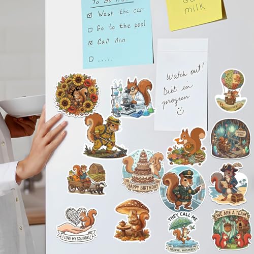 18 PCS Squirrels Vinyl Waterproof Laptops Decorative Decals, Aesthetic Animals Bumper Journal Helmet Stationery DIY Sticker - color: Squirrel