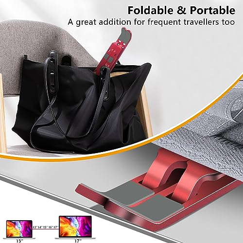 Laptop Stand, Computer Tablet Stand, Adjustable Aluminum Foldable Portable Laptop Holder Riser, Compatible with MacBook Air Pro, Lenovo, HP, Dell, More 10-15.6” Laptops and Tablets (Red) - color: D102 Red