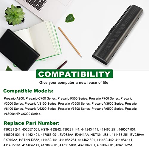 Fancy Buying Laptop Battery for HP Pavilion DV2000 DV2100 dv2200 dv2400 dv6000 dv6100 dv6300 dv6500 dv6700 Compaq Presario C700 Battery - size: 8.15*2.05*0.83inch DV2000