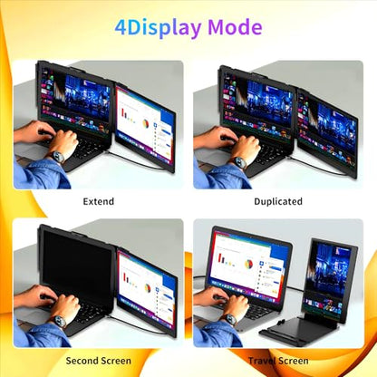CIDETTY Laptop Screen Extender, 14" Dual Portable Monitor FHD 1080P IPS, USB-C/HDMI Plug & Play Travel Screen for 13-17" Laptops, Compatible with Wins/Mac/Chrome/Switch/Android
