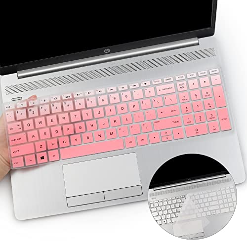 2PCS Keyboard Cover for HP Laptop 17-by 17-bs/ca, HP 17-by4633dx 17-by4065st by4011cy by1053dx by2053c by3053/3056cl by3613dx by0061st 17-bs011dx bs049dx bs021ds bs025cl bs049dx bs153cl 17-ca3035cl - color: Ombre Pink+Clear