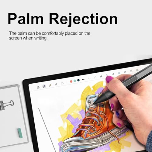 Active Pen, Stylus Pen for Touchscreen Laptop with 4096 Pressure Levels, Rechargeable Digital for Drawing and Writing with Palm Rejection (Black) - color: Black