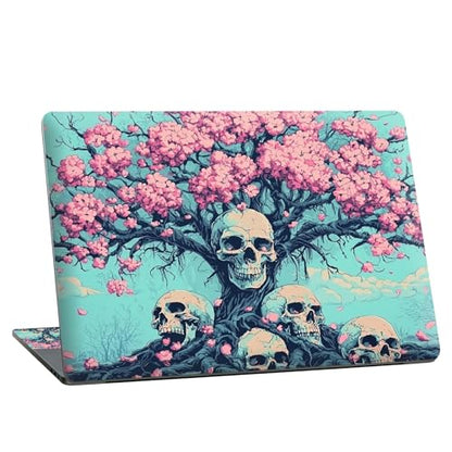 Universal Laptop Skin Sticker with 2 Wrist Pad Skins, Waterproof Scratch Resistant Vinyl Laptop Cover Decal, Cut to Fit for 11–15.6 Inch MacBook HP Dell Lenovo, Pink Tree Skull - color: Pink Tree Skull