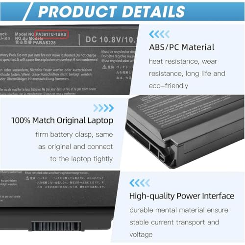 PA3817U-1BRS Battery for Toshiba Satellite P755 P745 L755 L755D L775 L775D | L745 L655 L675 L645 C655 C675 A655 M645 Series P745-S4320 L755-S5153 L655-S5097 L675D-S7104 PA3818u-1BRS PABAS228