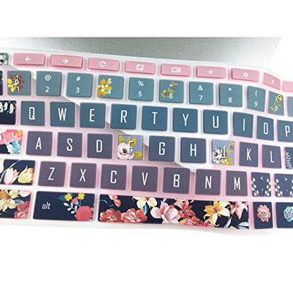 Silicon Keyboard Cover for 11.6" Lenovo Chromebook C330 C340, Flex 11, 100e 300e 500e N20 N21 N22 N23, 14" N42 N42-20, Red Flower - color: Red flower